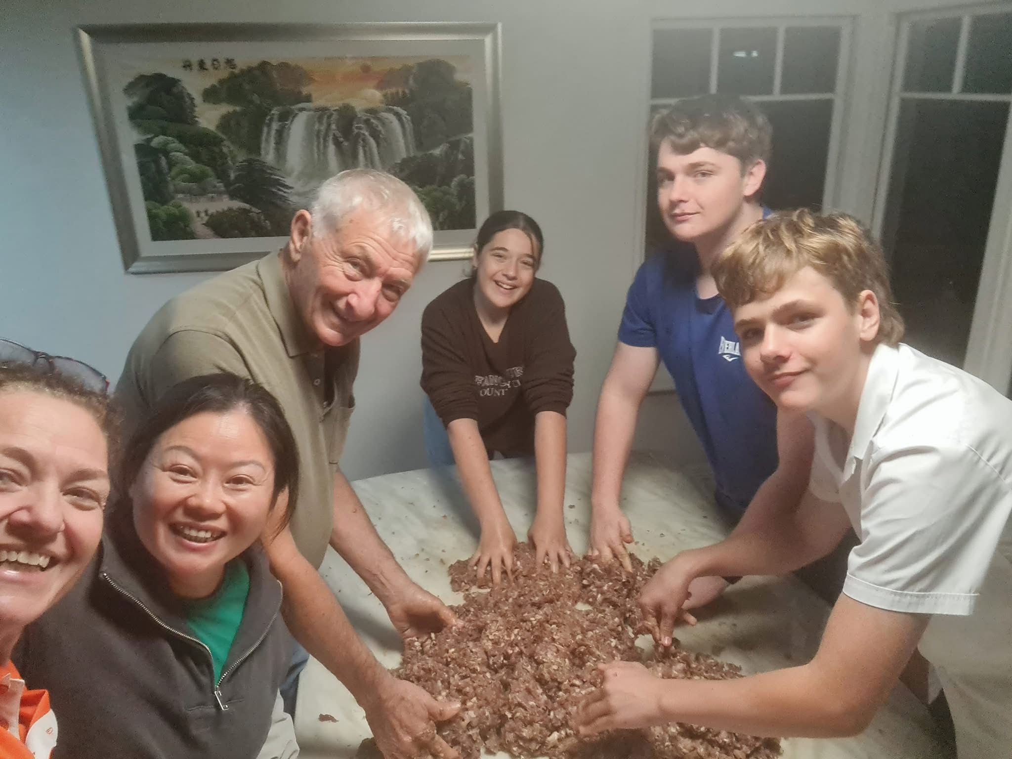 Sausage making — around the table, 2025