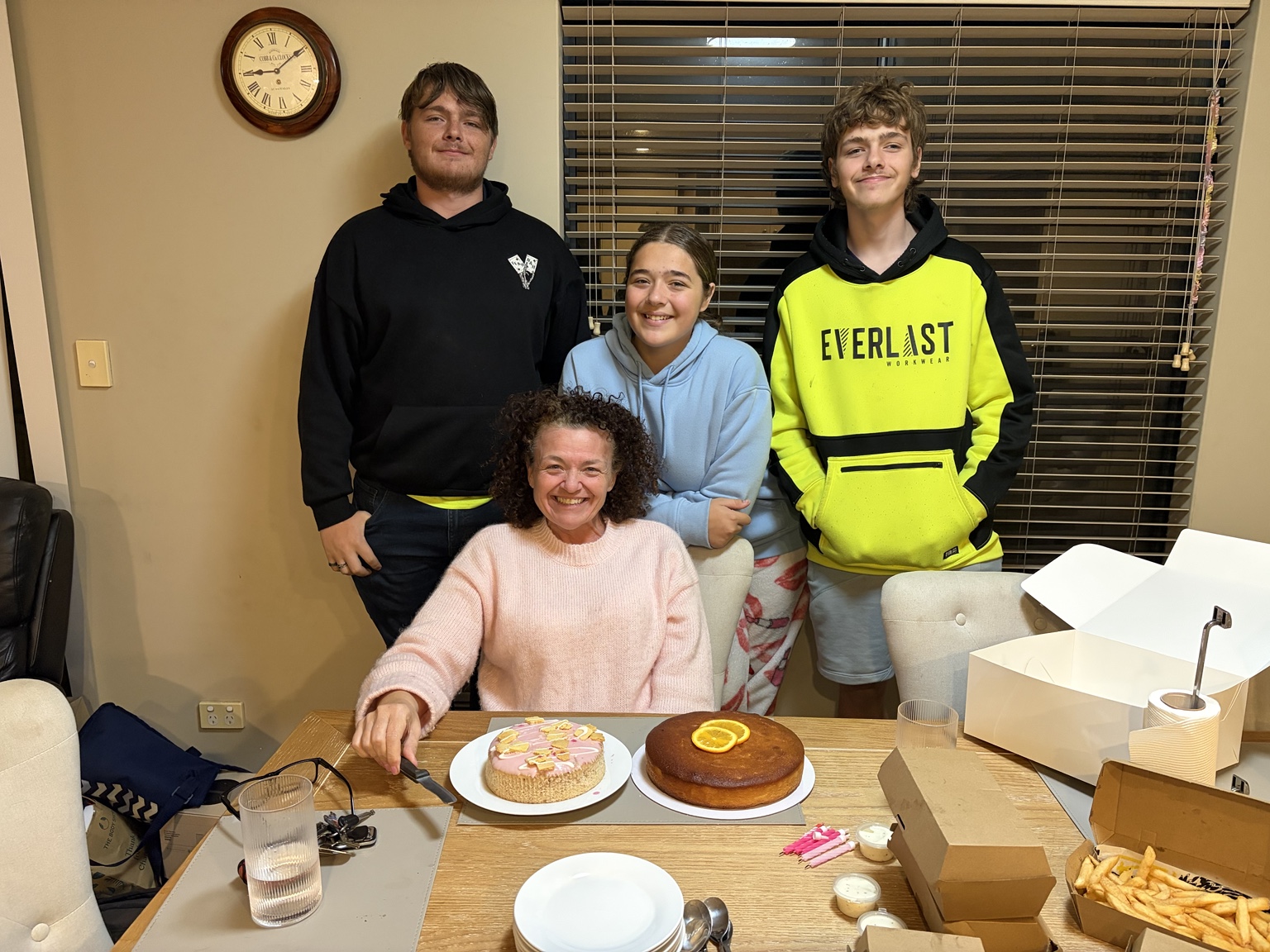 Birthday table with Tania and the kids