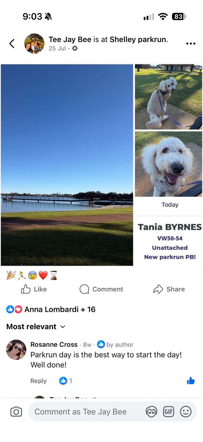A new PB at Shelley parkrun — with Bonnie