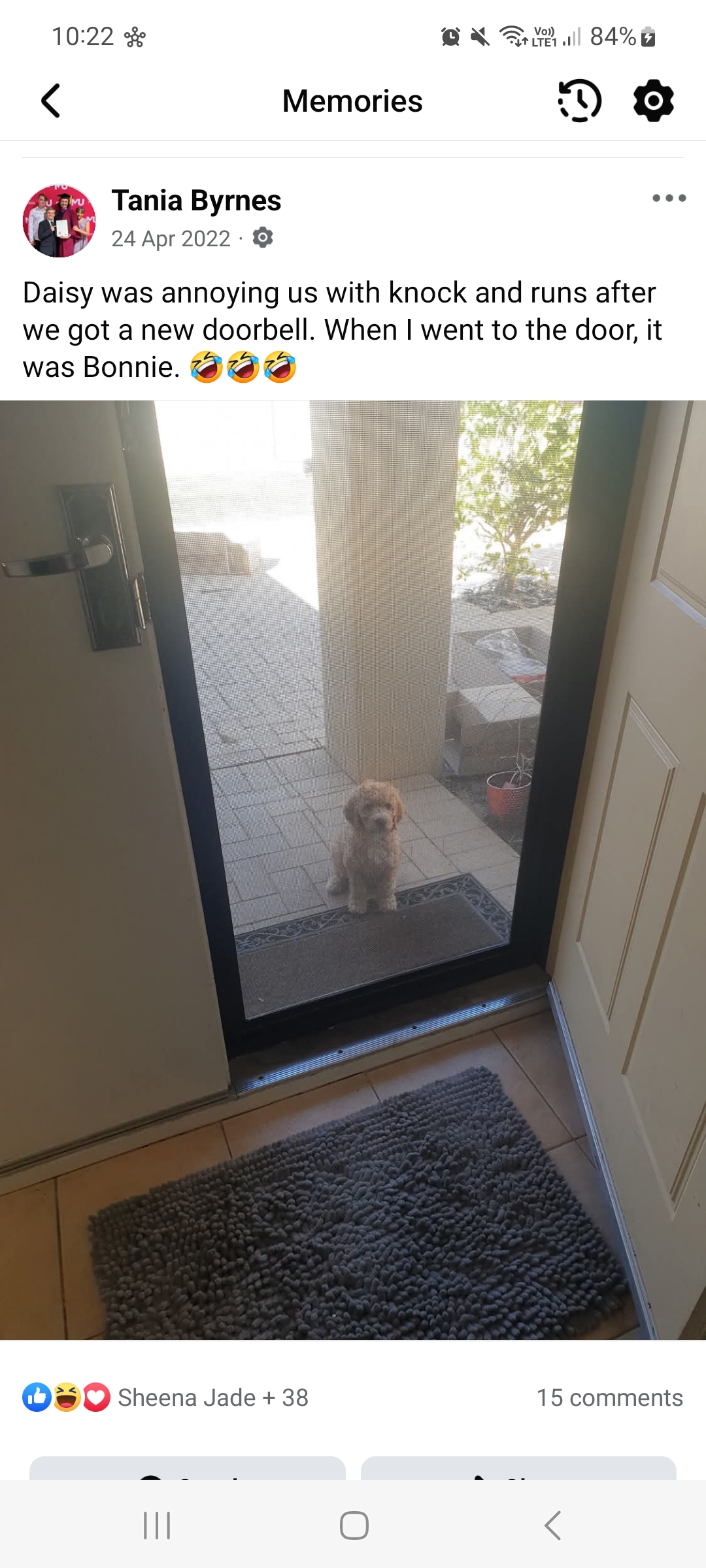 Bonnie at the door — April 2022